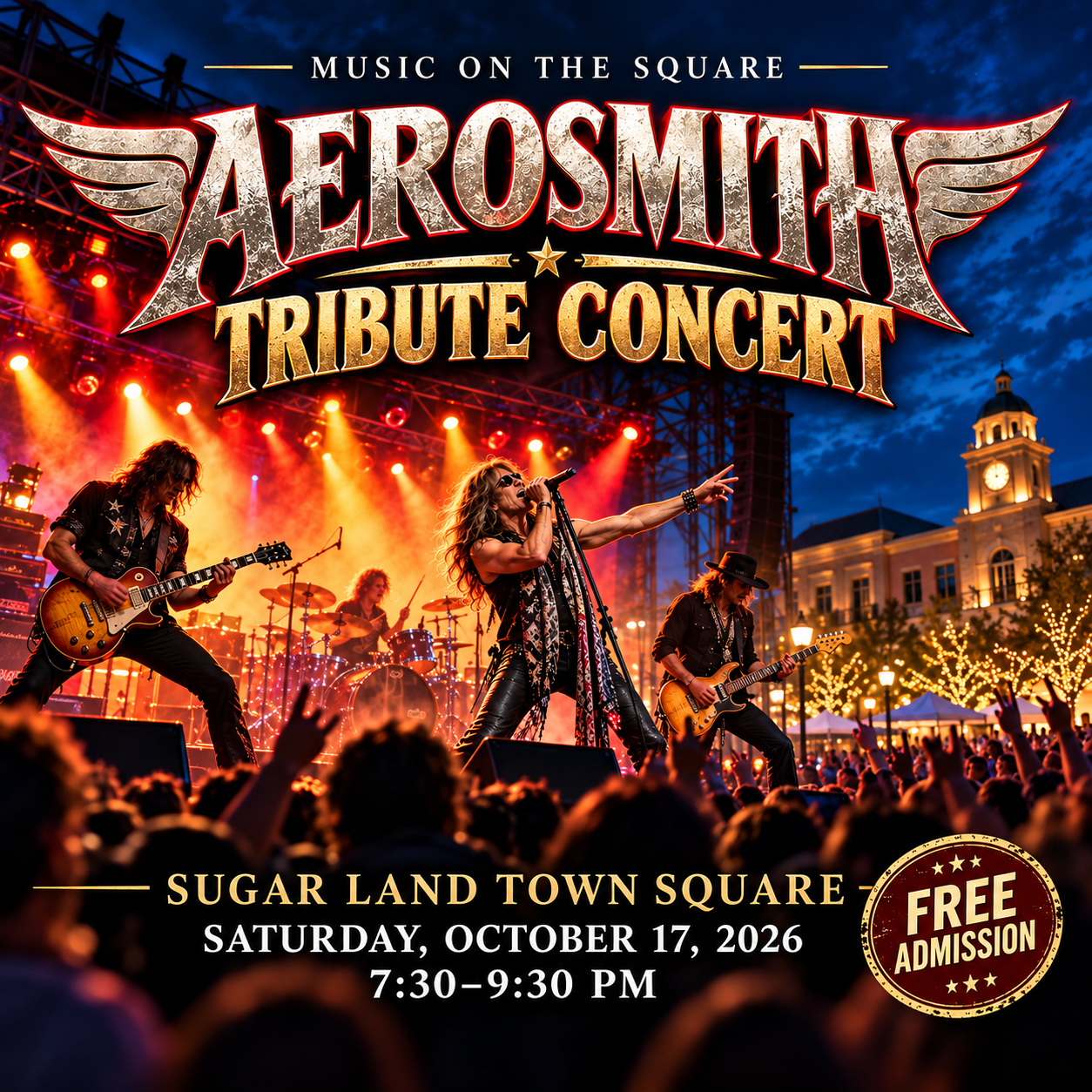 Music on the Square: Aerosmith Tribute Concert at Sugar Land Town Square